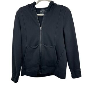 Figs Women's Black Full-Zip Hooded Sweatshirt
